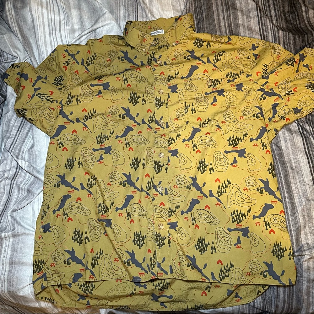 Duluth Trading Co Men's Yellow Patterned Shirt US Men’s XL